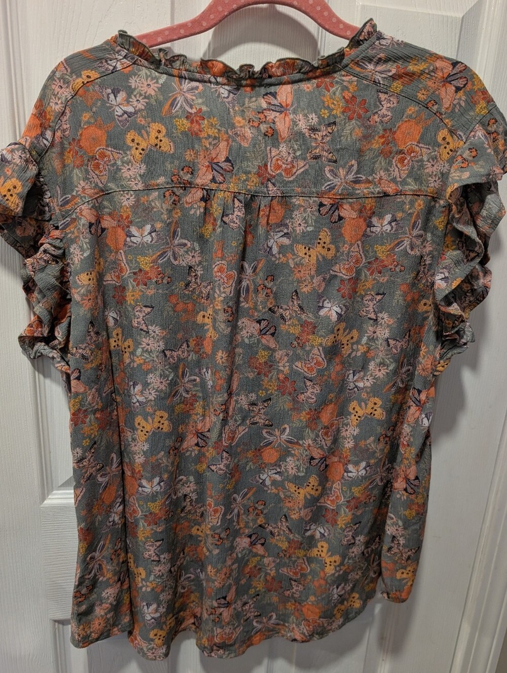 Frye & Co Floral Ruffled Button-Front Blouse Size XXL - Picture 3 of 7